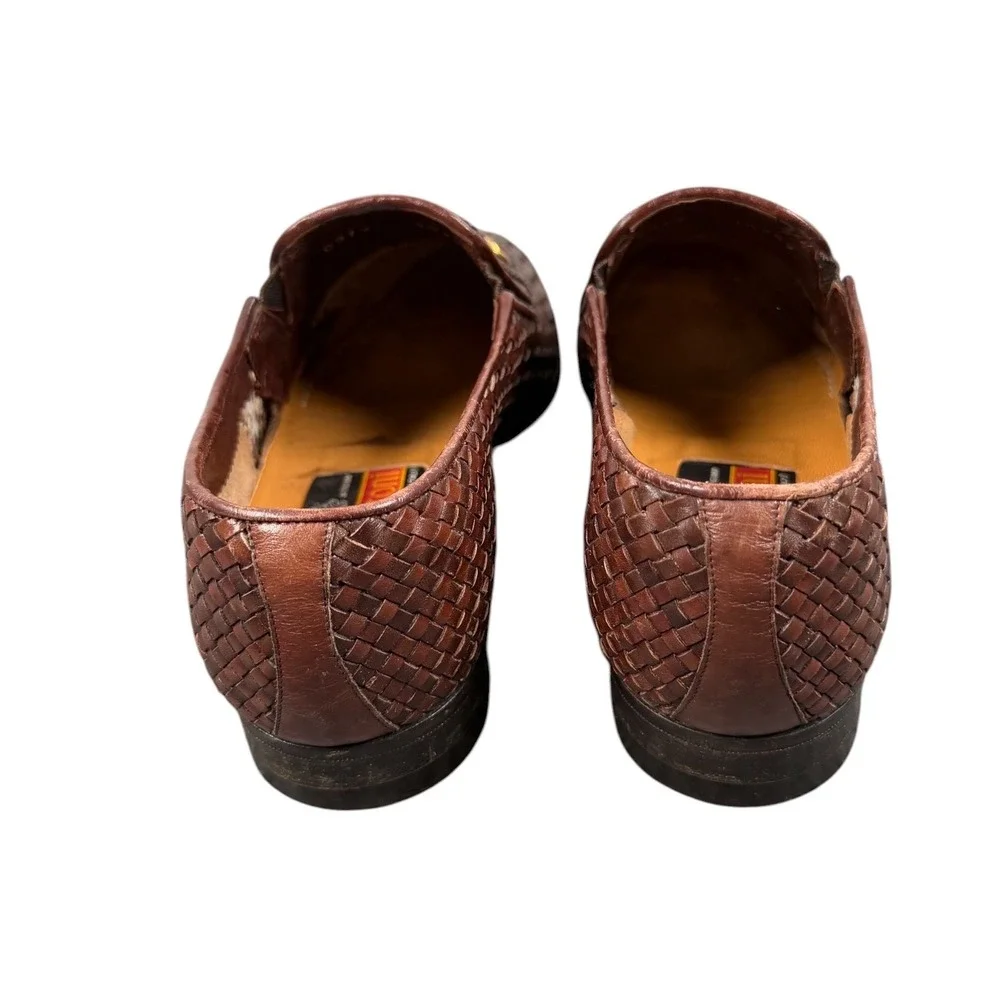 A. Testoni Brown Leather Woven Horse Gold Bit Men's Loafers Size UK5 Us 6 G